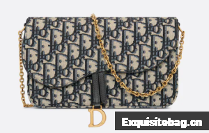 SADDLE POUCH WITH CHAIN Blue Dior Oblique Jacquard S5907CT