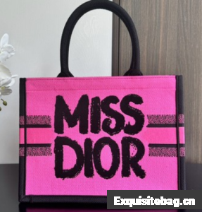 Small Dior Book Tote Two-Tone Fuchsia and Purple Miss Dior Graffiti Embroidery M1265Z