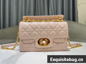 Small Dior Jolie Top Handle Bag Cannage Calfskin M9271U Powder Pink