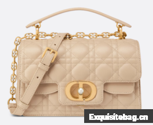 Small Dior Jolie Top Handle Bag Cannage Calfskin M9271U Powder Beige