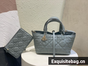 Small Dior Toujours Bag Macrocannage Calfskin M2822O gray 