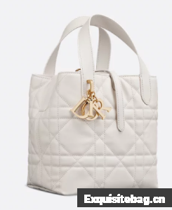 Small Dior Toujours Vertical Tote Bag Latte Macrocannage Calfskin M2835OSNW