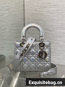 Small Lady Dior My ABCDior Bag Cannage Lambskin M0538O Silver