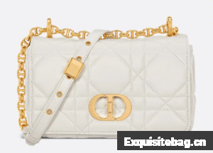 Small Soft Dior Caro Bag Macrocannage Lambskin M9252UHPA Latte