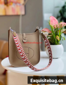 Hermes Evelyne original togo leather mini Shoulder Bag H15698 elephant gray & Strap customized Hermes Evelyne original togo leather mini Shoulder Bag H15698 elephant gray & Strap customized