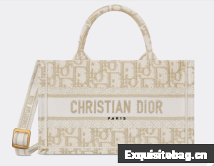 MINI DIOR BOOK TOTE WITH STRAP Gold-Tone Dior Oblique Embroidery S5573CTQ MINI DIOR BOOK TOTE WITH STRAP Gold-Tone Dior Oblique Embroidery S5573CTQ