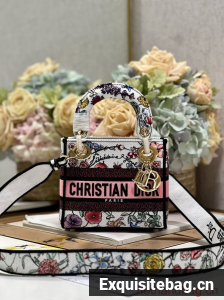MINI LADY DIOR BAG White Multicolor Florilegio Embroidery M0505OW MINI LADY DIOR BAG White Multicolor Florilegio Embroidery M0505OW