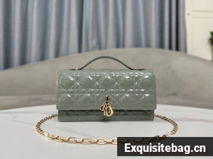 MISS DIOR MINI BAG Patent Cannage Calfskin S0980O gray MISS DIOR MINI BAG Patent Cannage Calfskin S0980O gray