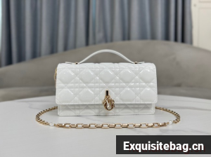 MISS DIOR MINI BAG Patent Cannage Calfskin S0980O white MISS DIOR MINI BAG Patent Cannage Calfskin S0980O white