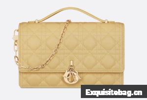 MISS DIOR TOP HANDLE BAG Pastel Yellow Cannage Lambskin M0997ON MISS DIOR TOP HANDLE BAG Pastel Yellow Cannage Lambskin M0997ON