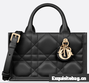 Mini Dior Book Tote Macrocannage Calfskin S5573OW black Mini Dior Book Tote Macrocannage Calfskin S5573OW black