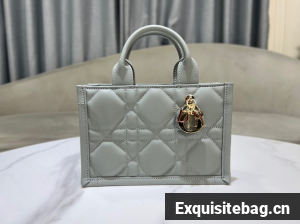Mini Dior Book Tote Macrocannage Calfskin S5573OW gray Mini Dior Book Tote Macrocannage Calfskin S5573OW gray