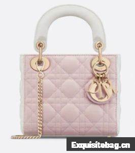 Mini Lady Dior Bag Two-Tone Latte and Powder Pink Cannage Lambskin M0505ONI Mini Lady Dior Bag Two-Tone Latte and Powder Pink Cannage Lambskin M0505ONI
