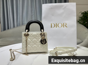 Mini Lady Dior Bag Two-Tone Latte and black Cannage Lambskin M0505ONI Mini Lady Dior Bag Two-Tone Latte and black Cannage Lambskin M0505ONI