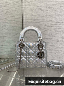 Mini Lady Dior My ABCDior Bag Cannage Lambskin M0505O Silver Mini Lady Dior My ABCDior Bag Cannage Lambskin M0505O Silver