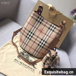 BURBERRY Banner small vintage check and leather tote Bag 1581 brown