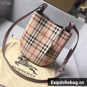 BURBERRY Banner small vintage check and leather tote Bag 1581 pink