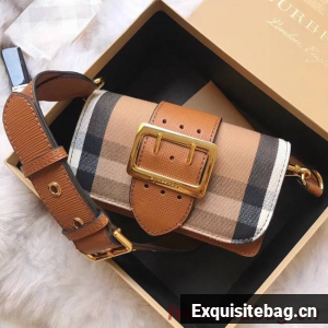 BURBERRY Hampshire vintage check leather cross-body bag 24581 brown