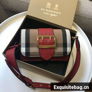 BURBERRY Hampshire vintage check leather cross-body bag 24581 red