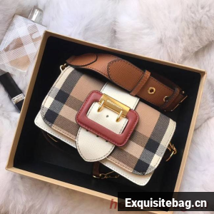 BURBERRY Hampshire vintage check leather cross-body bag 24581 white