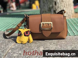 BURBERRY Hampshire vintage check leather cross-body bag 6101 brown