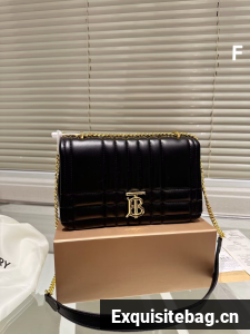 BurBerry Original Leather Lola Clutch Shoulder Bag 90188 Black & Gold-Tone