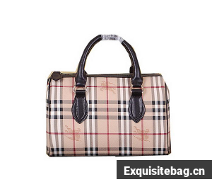 Burberry Medium Haymarket Check Bowling Bag 7903 Brown