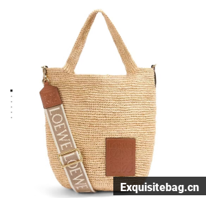 Loewe Woven Raffia Slit Mini Tote Bag 82020 Tan