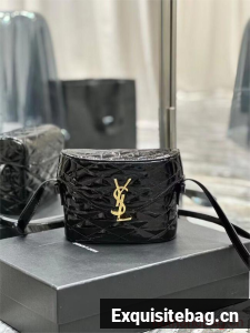 SAINT LAUREN JUNE BOX BAG IN PATENT LEATHER E910080 black