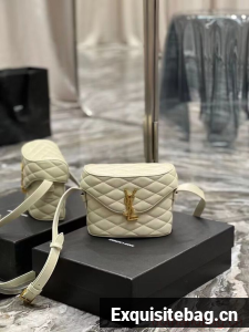 SAINT LAUREN JUNE BOX BAG IN QUILTED LAMBSKIN 710080 white
