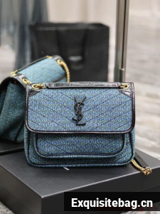 SAINT LAUREN NIKI MEDIUM CHAIN BAG IN Tweed LEATHER Y933158 blue