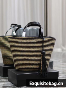 SAINT LAUREN RIVE GAUCHE TOTE BAG IN RAFFIA AND LEATHER Y860030 apricot