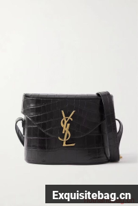 SAINT LAUREN SMALL SATCHEL IN SHINY CROCODILE-EMBOSSED LEATHER Y910080 black