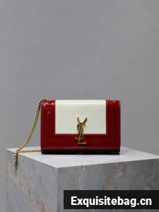 SAINT LAURENT KATE SMALL IN CANVAS AND LEATHER 742580 WHITE AND RED