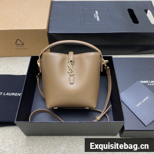 SAINT LAURENT LE 37 MINI IN SHINY LEATHER 765870 Khaki