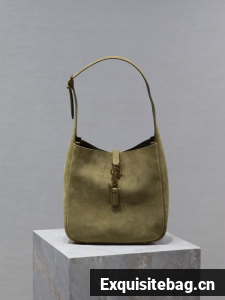 SAINT LAURENT LE 5 A 7 SUPPLE SMALL IN SUEDE 7139381 BARLEY GREEN 