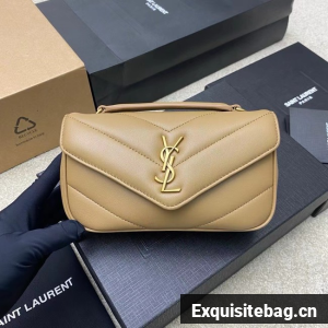 SAINT LAURENT LOULOU MINI IN LAMBSKIN 821749 NATURAL TAN