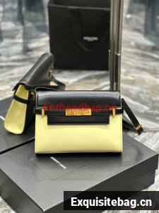 SAINT LAURENT MANHATTAN SMALL SHOULDER BAG IN LEATHER 675626 black&yellow