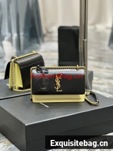 SAINT LAURENT SUNSET SMALL IN SMOOTH LEATHER 441972 black&yellow