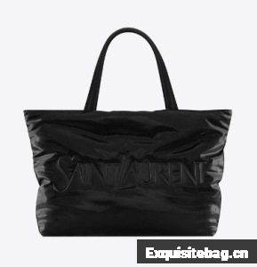 SAINT LAURENT TOTE IN SILKTECH CANVAS 756269 BLACK