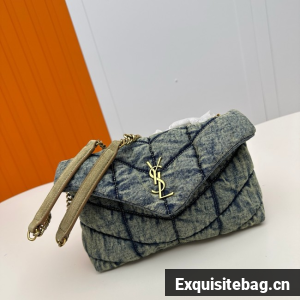 SAINT LAURENT TOY PUFFER IN LAMBSKIN 759337 Denim