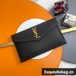 SAINT LAURENT UPTOWN POUCH IN GRAIN LEATHER 565739 BLACK