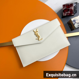 SAINT LAURENT UPTOWN POUCH IN SMOOTH LEATHER 565739 WHITE