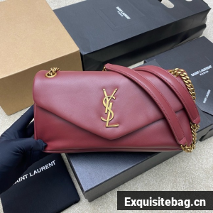 Saint Laurent CALYPSO small in plunged lambskin 734153 ROUGE CABERNET