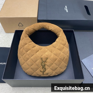 Saint Laurent ICARINO in plunged suede 851689 CARAMEL COGNAC