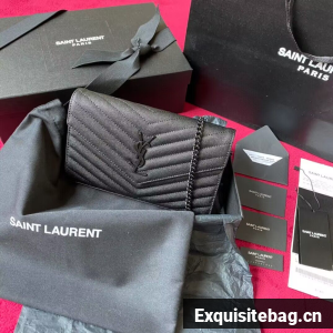 YSL WOC Classic Monogramme Flap Bag Cannage Pattern Y1003 Black & Black Tone