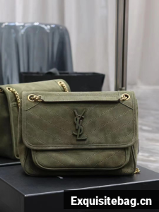 Yves Saint Laurent NIKI BABY IN QUILTED SUEDE LEATHER 498894 Dark Green