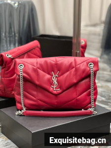 Yves Saint Laurent PUFFER SMALL CHAIN BAG IN QUILTED LAMBSKIN Y577475 red
