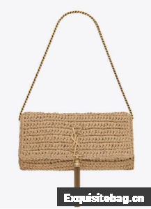 SAINT LAUREN KATE 99 CHAIN BAG WITH TASSEL IN RAFFIA Y664276 apricot
