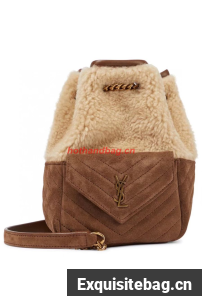 SAINT LAUREN LE MAILLON BUCKET BAG IN SUEDE Y665512 Khaki